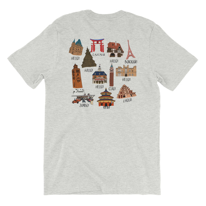 Epcot World Showcase Hello World Spaceship Earth Front and Back design Short-Sleeve Unisex T-Shirt