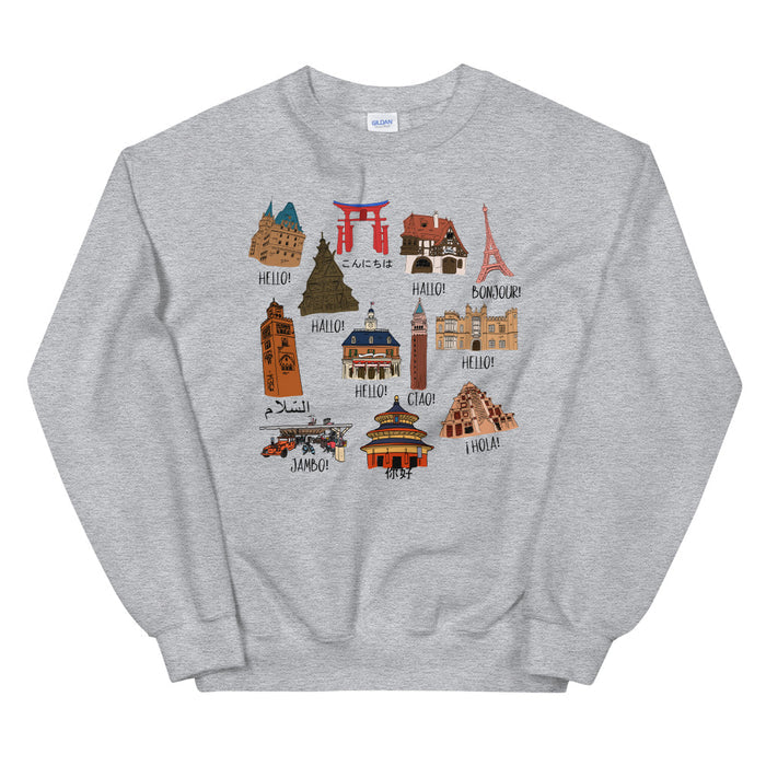 Epcot World Showcase Hello World  Unisex Sweatshirt