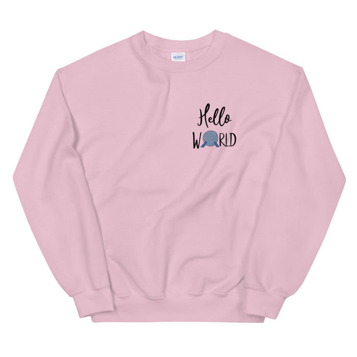 Epcot World Showcase Sweatshirt Hello World Spaceship Earth Front and Back Unisex Crew Sweatshirt