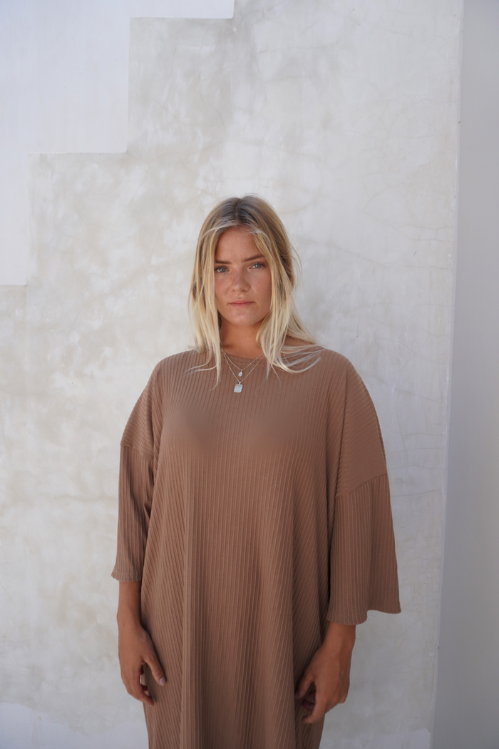 Eva ribbed dress - Beige