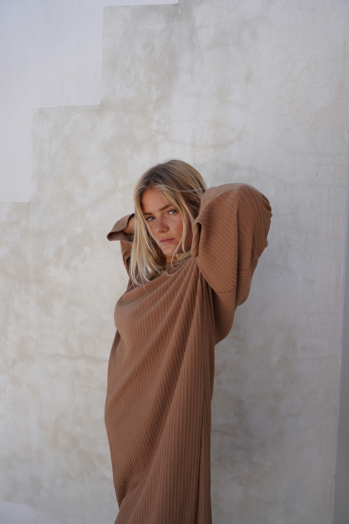Eva ribbed dress - Beige