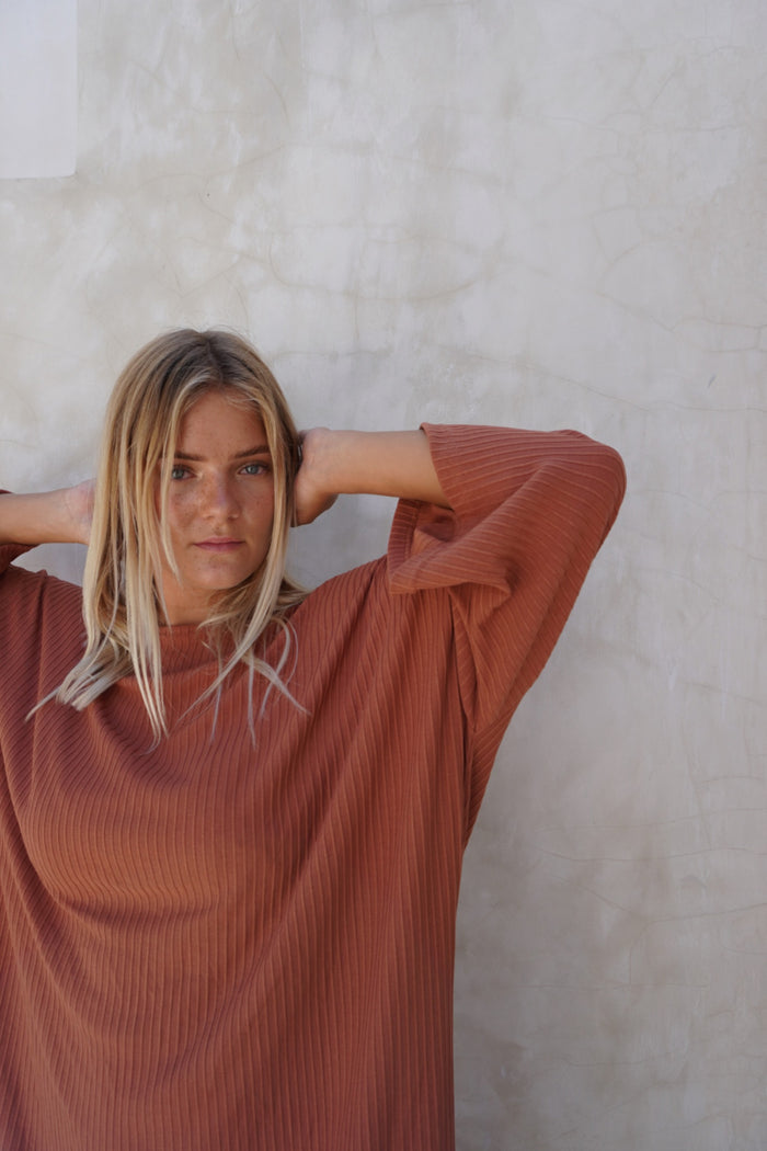 Eva ribbed dress - Caramel