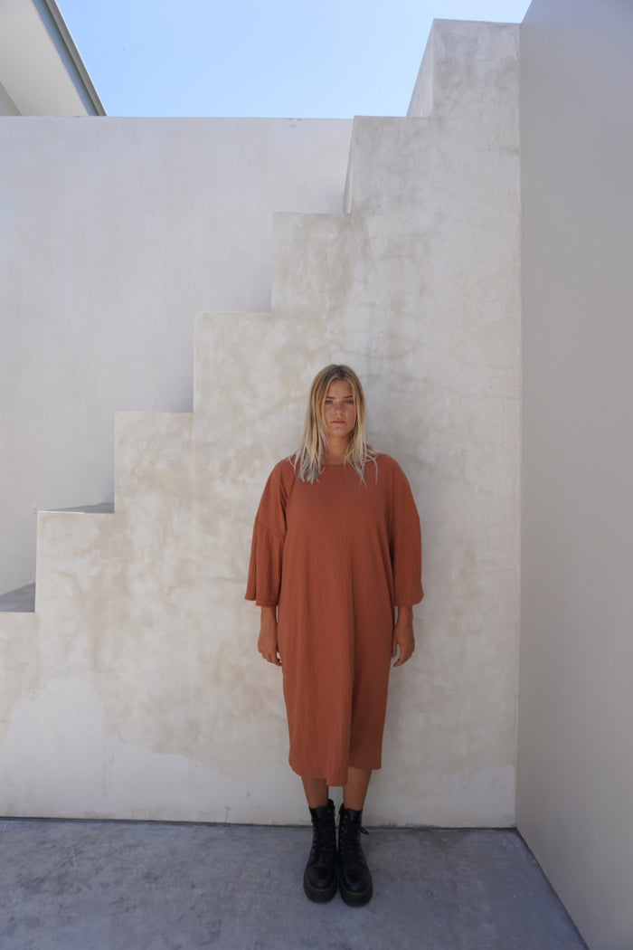 Eva ribbed dress - Caramel