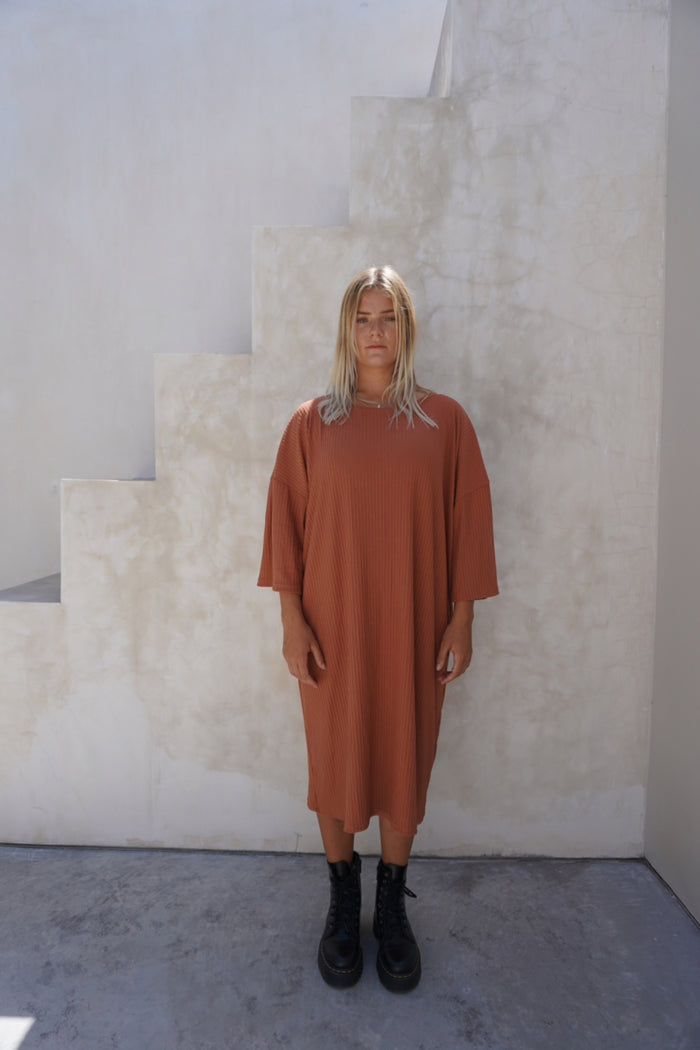 Eva ribbed dress - Caramel