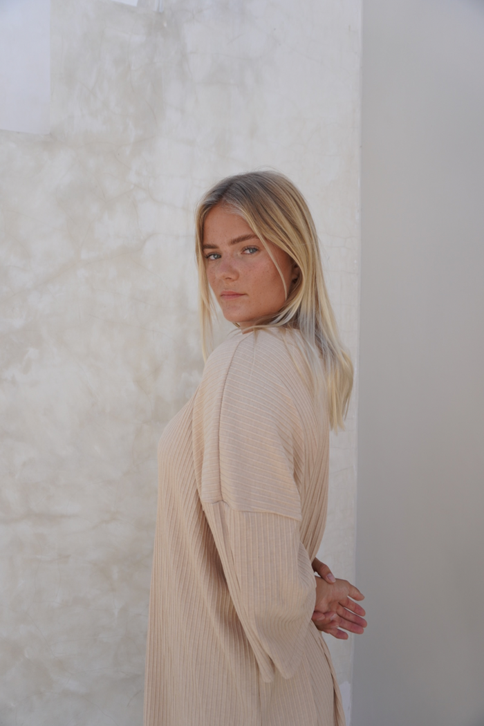 Eva ribbed dress - Cream