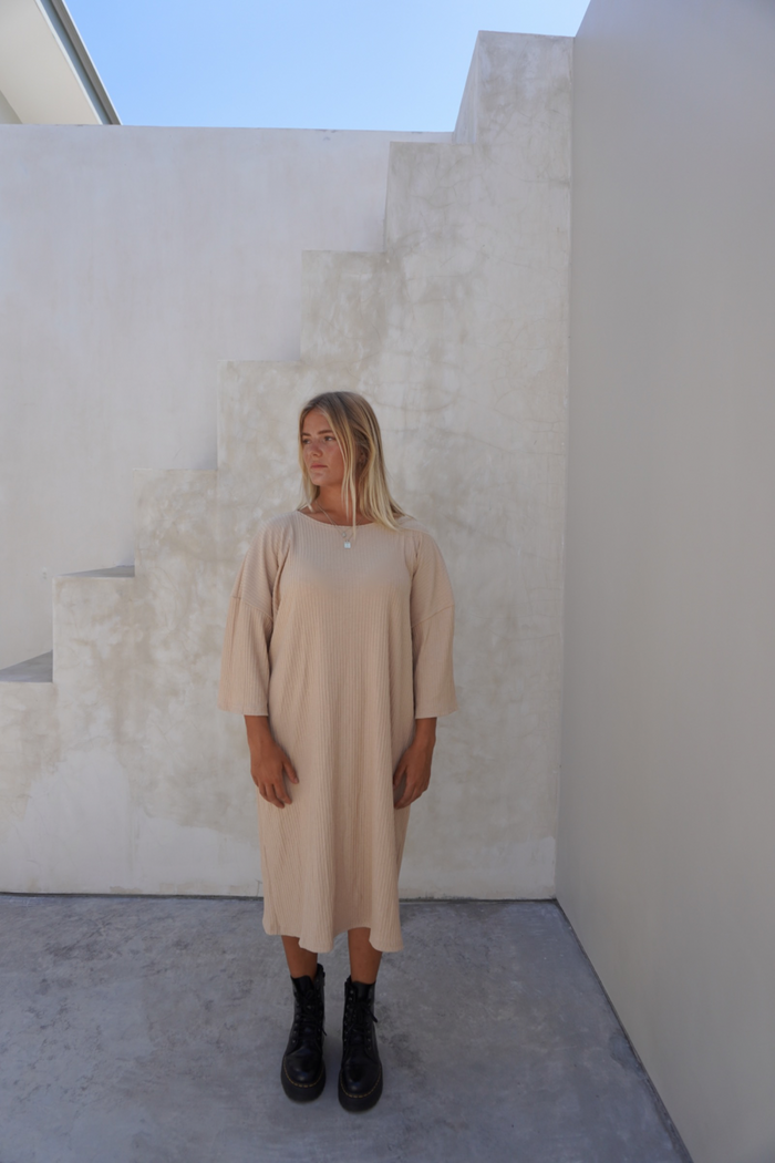 Eva ribbed dress - Cream