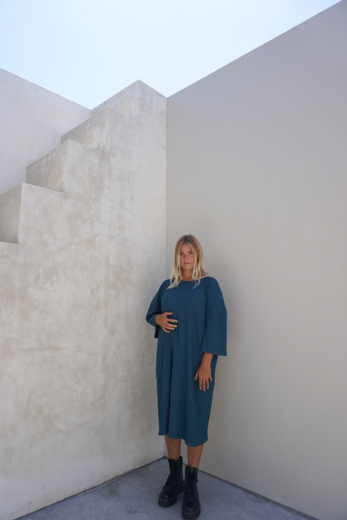 Eva ribbed dress - Teal