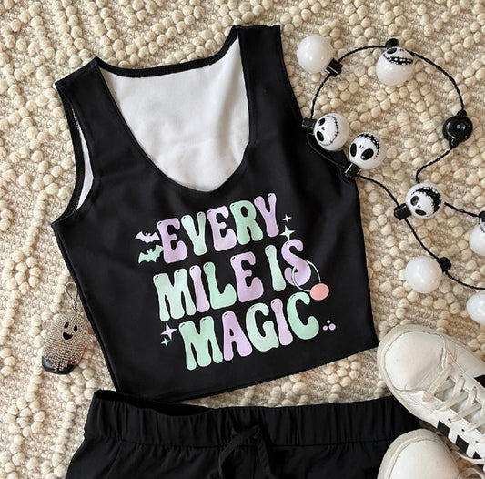 Every Mile is Magic Halloween running crop top - READY TO SHIP- Black, Small