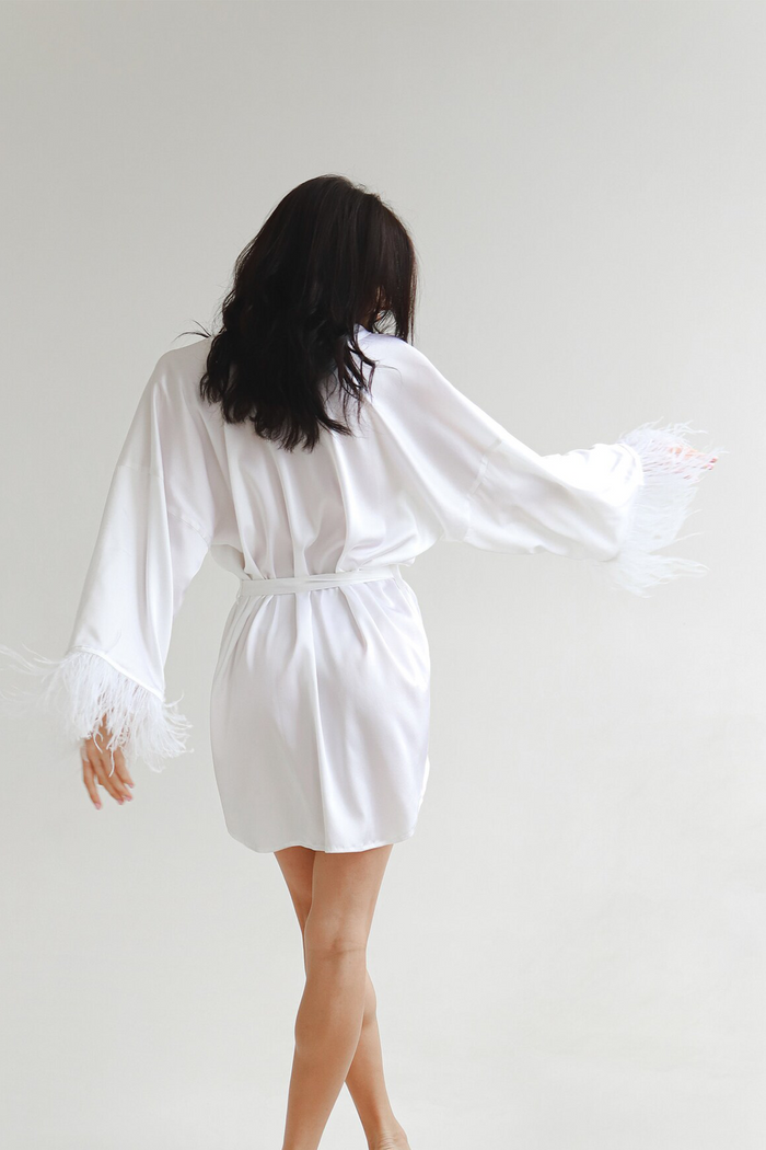 Feather Robe in White