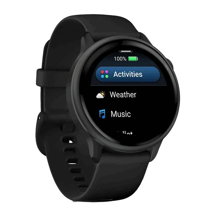 Garmin Vívoactive® 6 Black color 3Quarter .  front view
