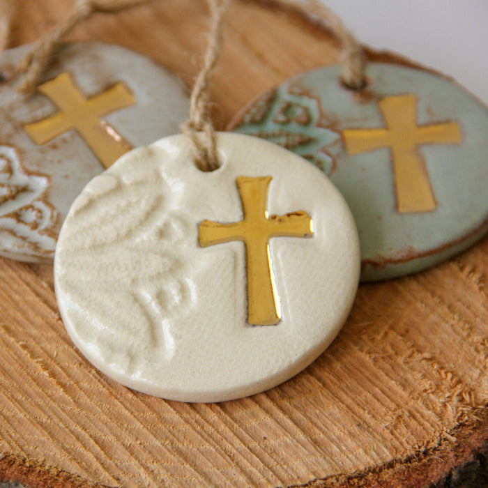 Gold Leaf Cross Ornament