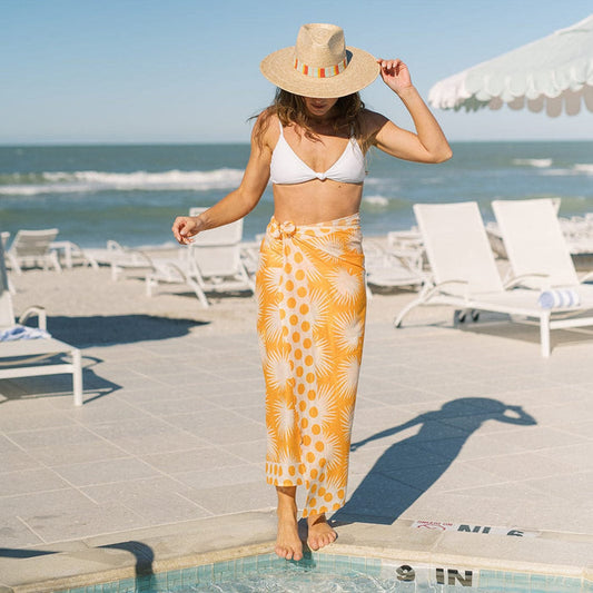 Gold Palm Geo with Gold Dot Sarong
