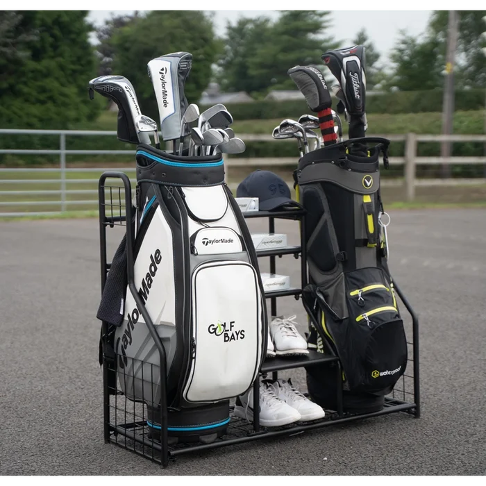 GolfBays Dual Bag Display Storage Organiser Black color
