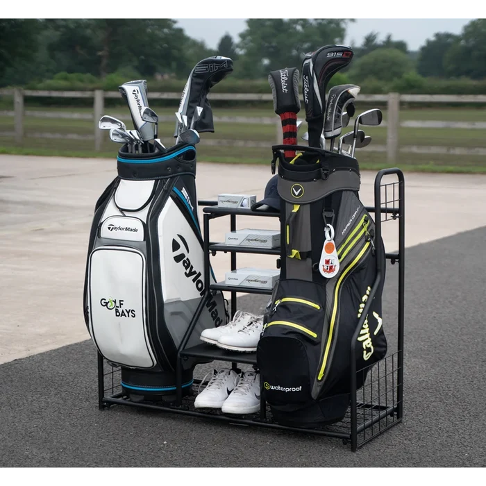 GolfBays Dual Bag Display Storage Organiser Black color