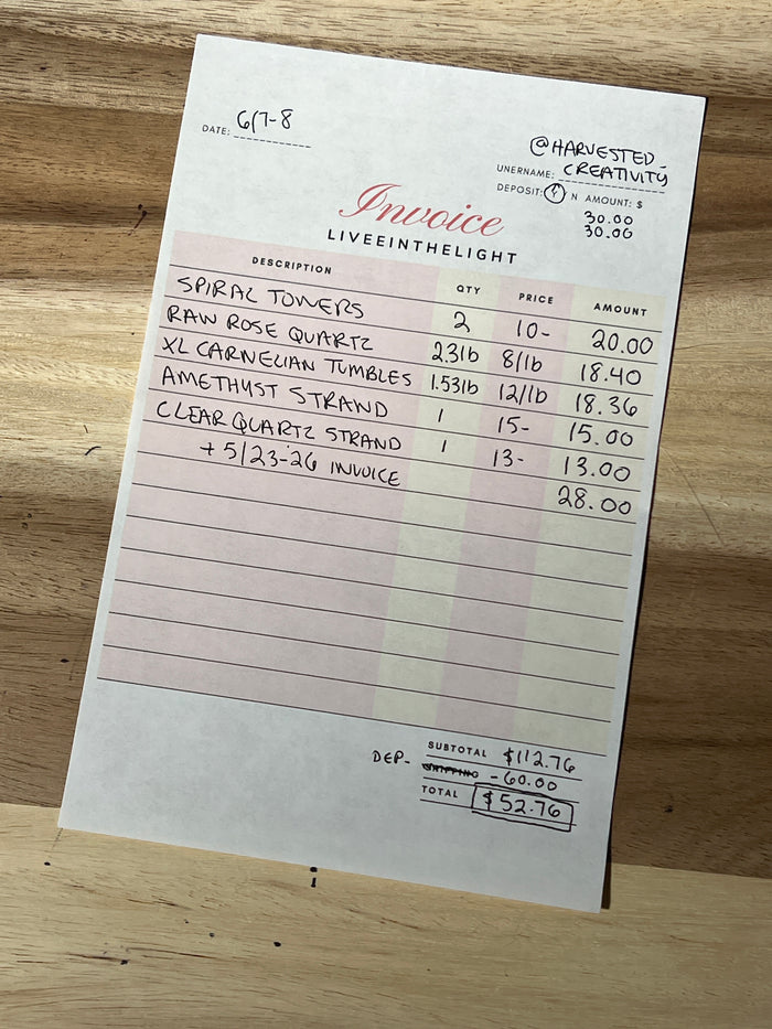 @harvested_creativity Wholesale Live Sale Invoice