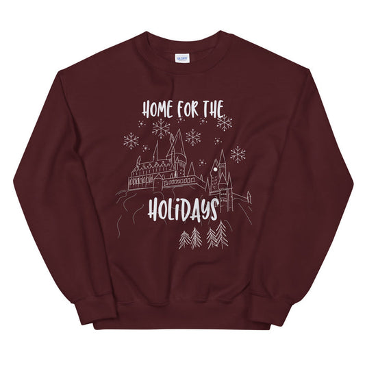 Home for the Holidays Sweatshirt Magical Christmas Castle Holiday Snowfall Sweatshirt
