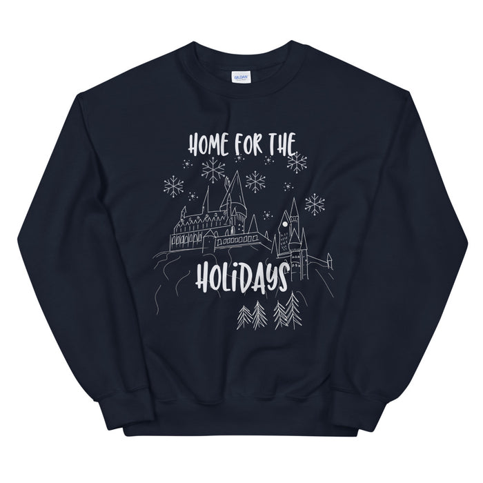 Home for the Holidays Sweatshirt Magical Christmas Castle Holiday Snowfall Sweatshirt
