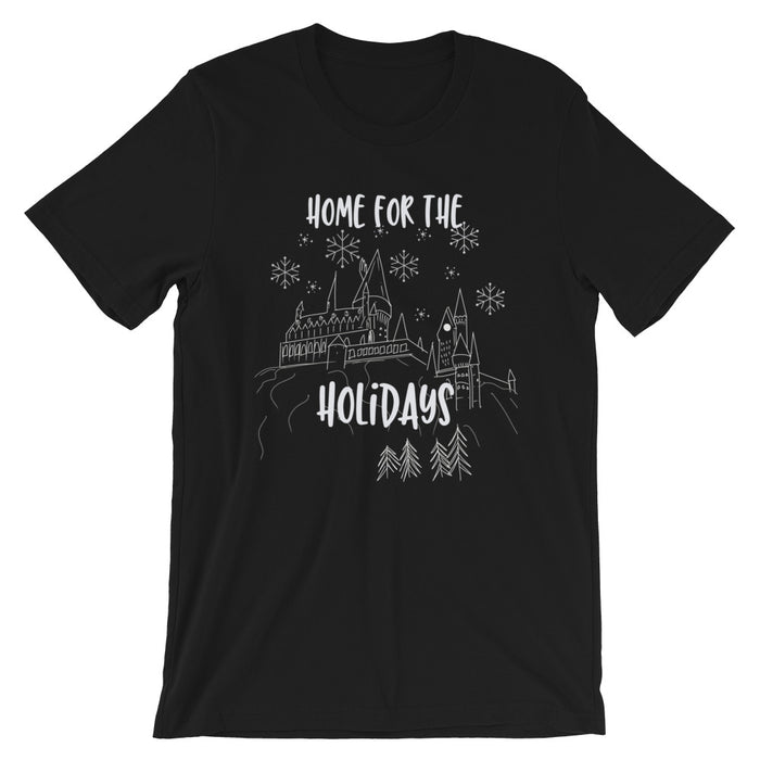 Home for the Holidays T-shirt Magical Christmas Castle Holiday Snowfall T-Shirt