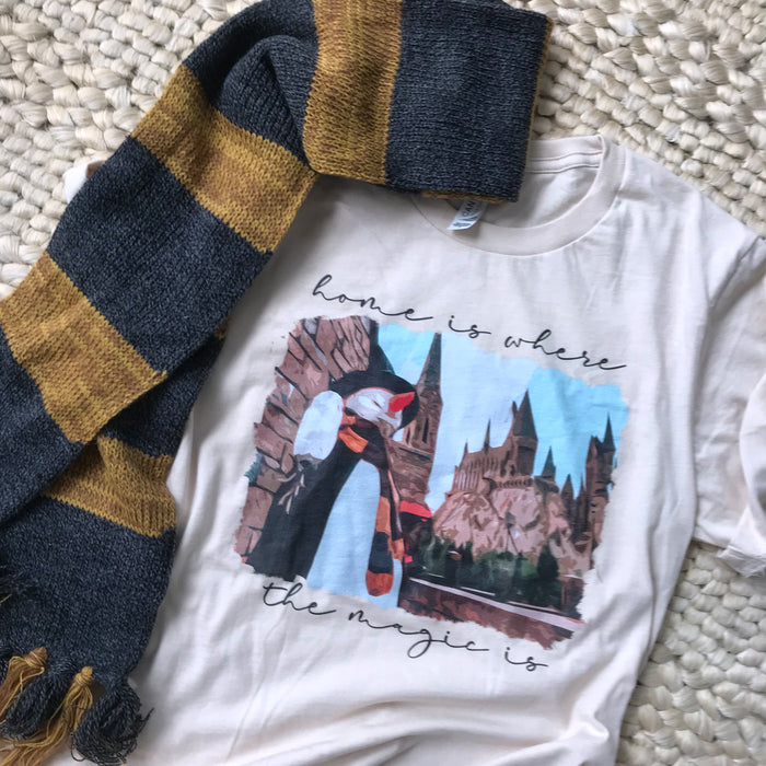 Home is Where the Magic Is T-Shirt Castle and Snowman Photo Unisex T-Shirt