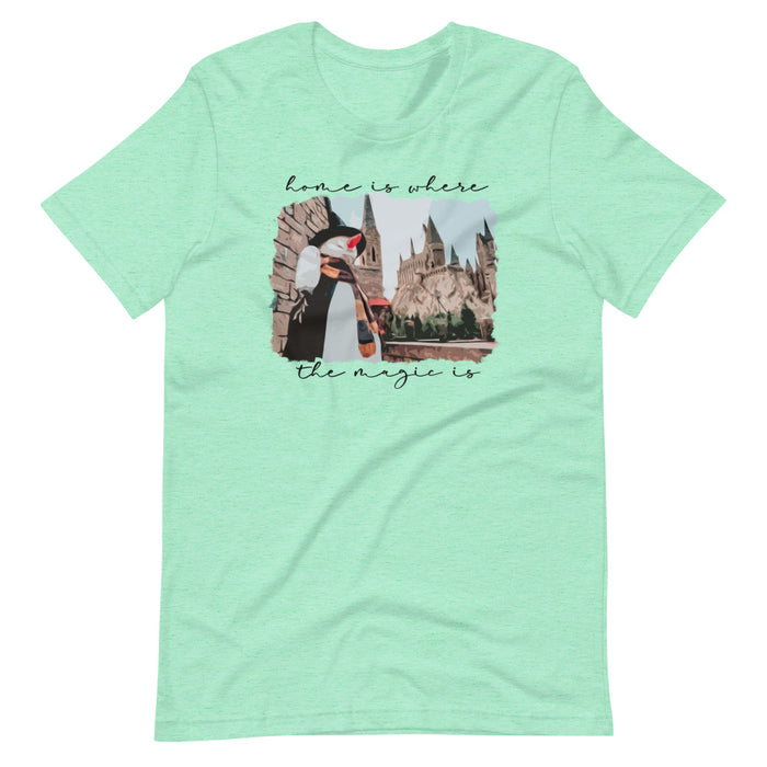Home is Where the Magic Is T-Shirt Castle and Snowman Photo Unisex T-Shirt