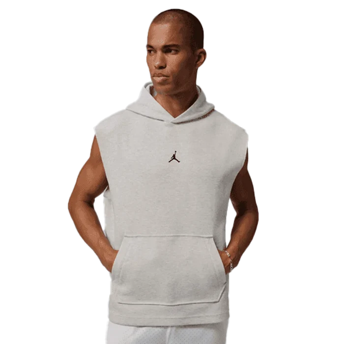 Jordan Men's Sport Hoop Fleece Dri-Fit Sleeveless Pullover Hoodie gray color