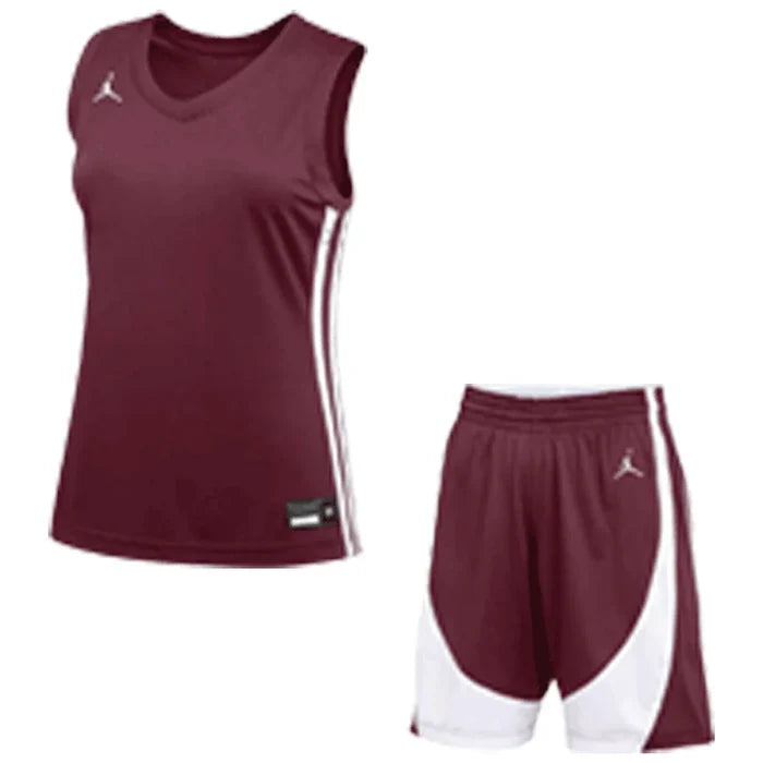 Jordan Women's Stock DF Set - Jersey and Short maroon color