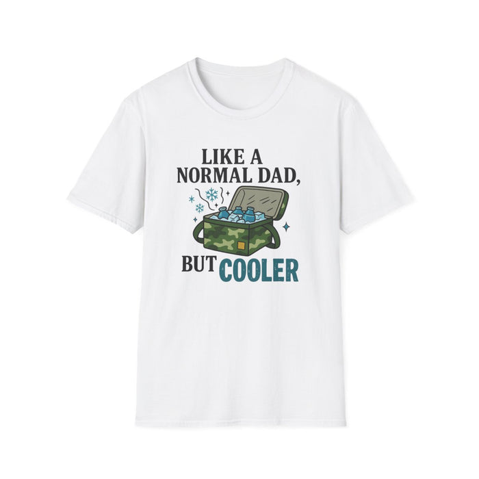 natural coloured t-shirt with like a normal dad but cooler print detail