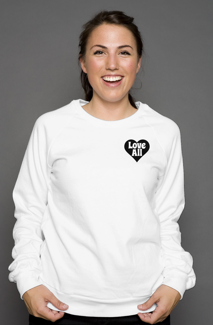 "Love All" Brand Unisex crew neck sweatshirt- white/Black