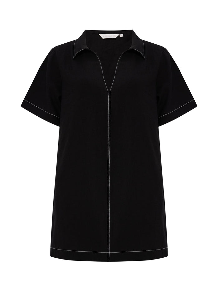 Mae Popover Mini Dress - Black