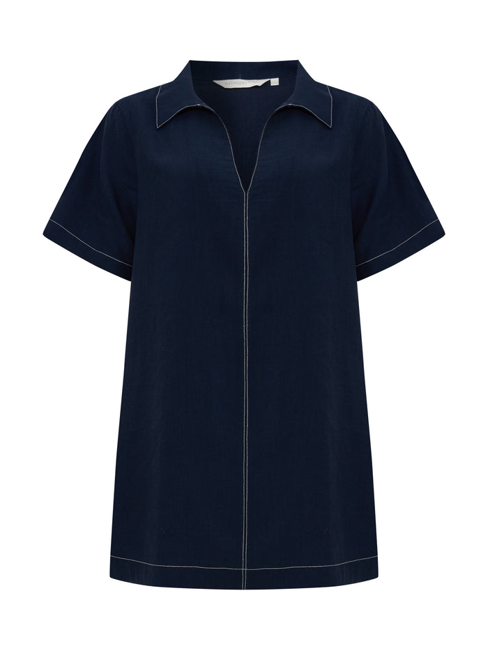 Mae Popover Mini Dress - Navy