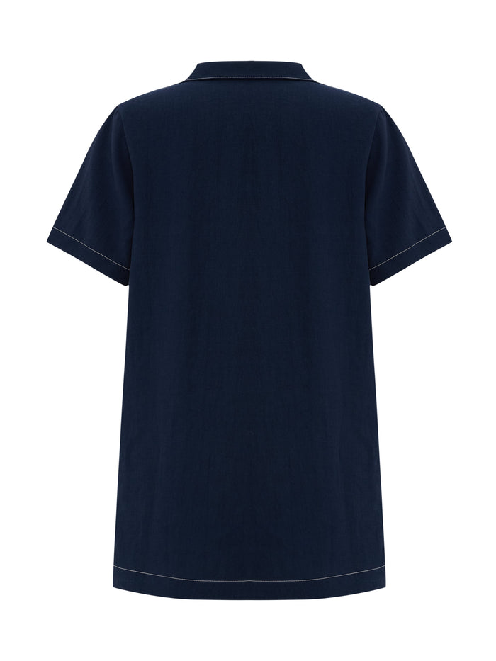 Mae Popover Mini Dress - Navy