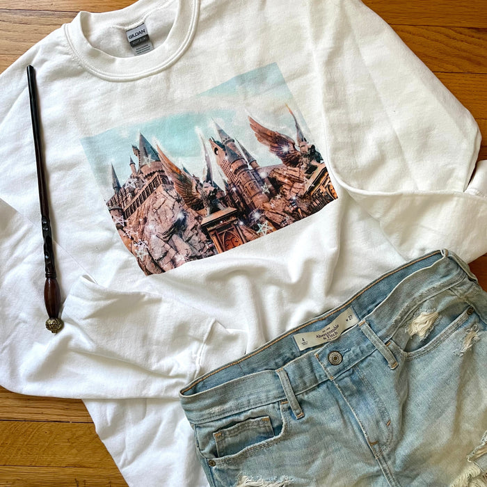 Magical Castle Photo Unisex Sweatshirt Castle with Gargoyle Sweatshirt