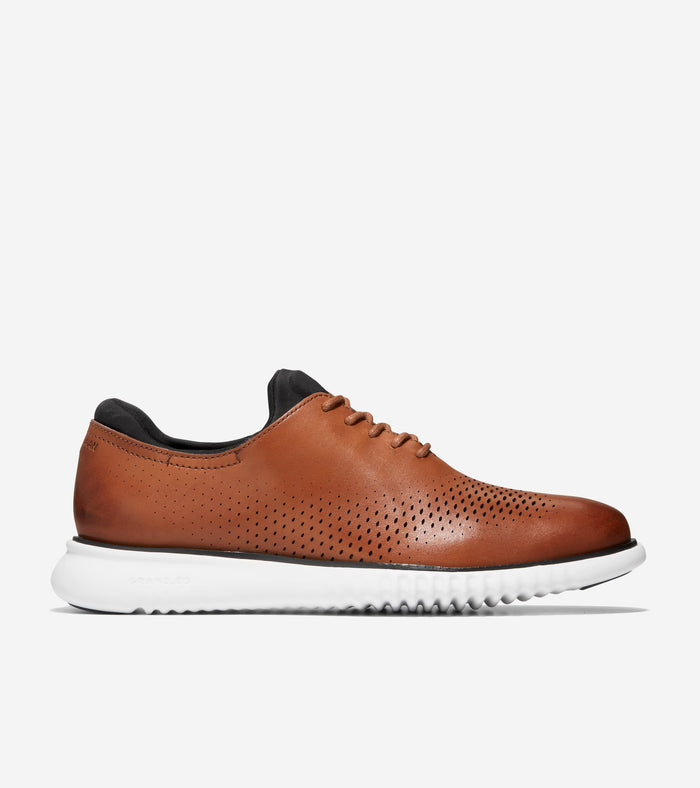 Men's 2.ZERØGRAND Laser Wingtip Oxfords-British Tan-Ivory