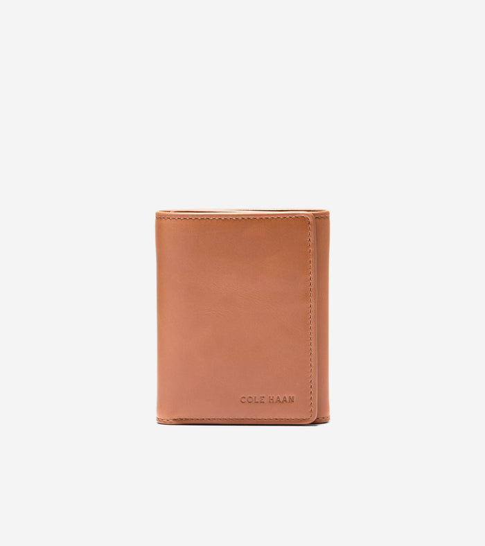 Men's Leather Trifold Wallet-Tan