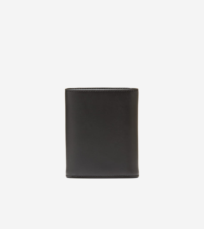 Men's Leather Trifold Wallet-Black