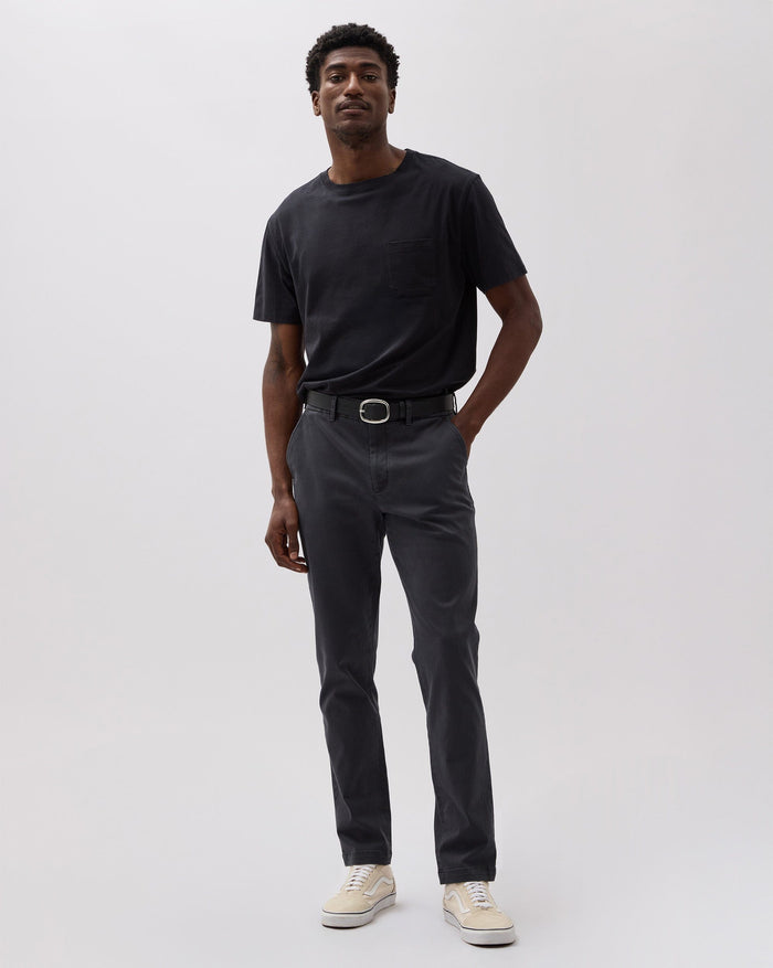 Mens Lightweight Chino - Stretch Cotton Twill - Black