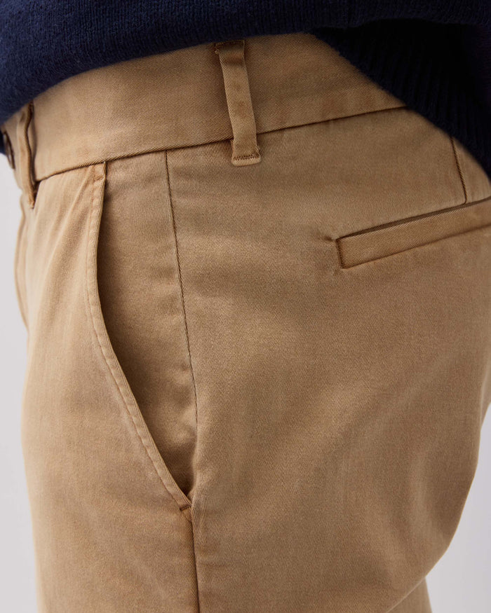 Mens Lightweight Chino - Stretch Cotton Twill - Khaki