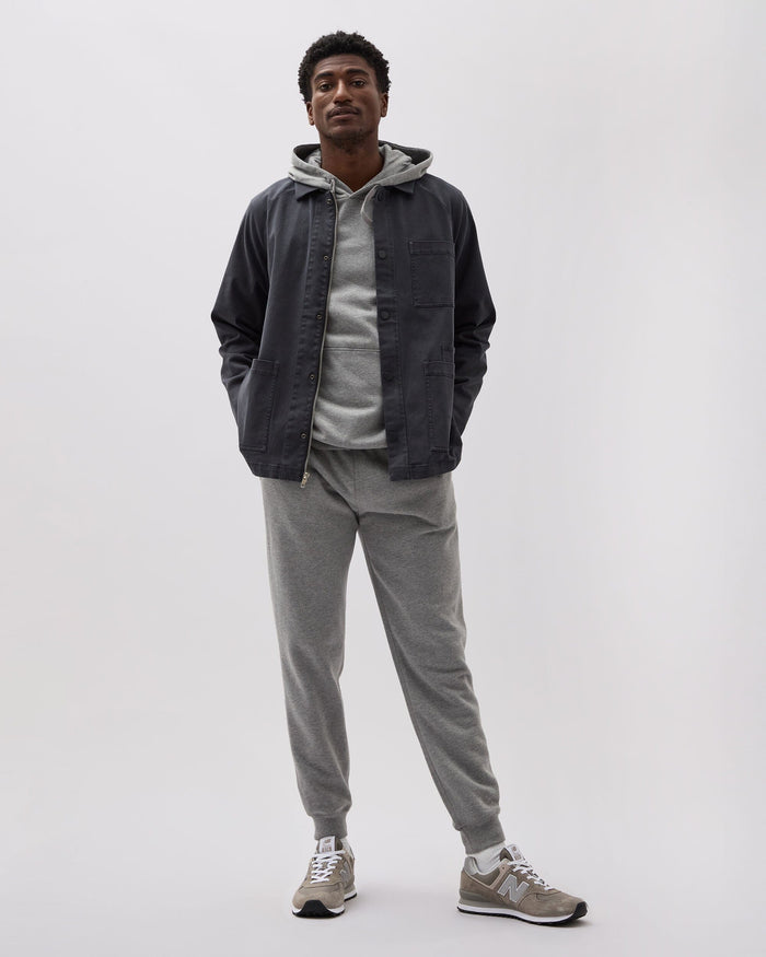 Mens Lightweight Chore Coat - Stretch Cotton Twill - Black