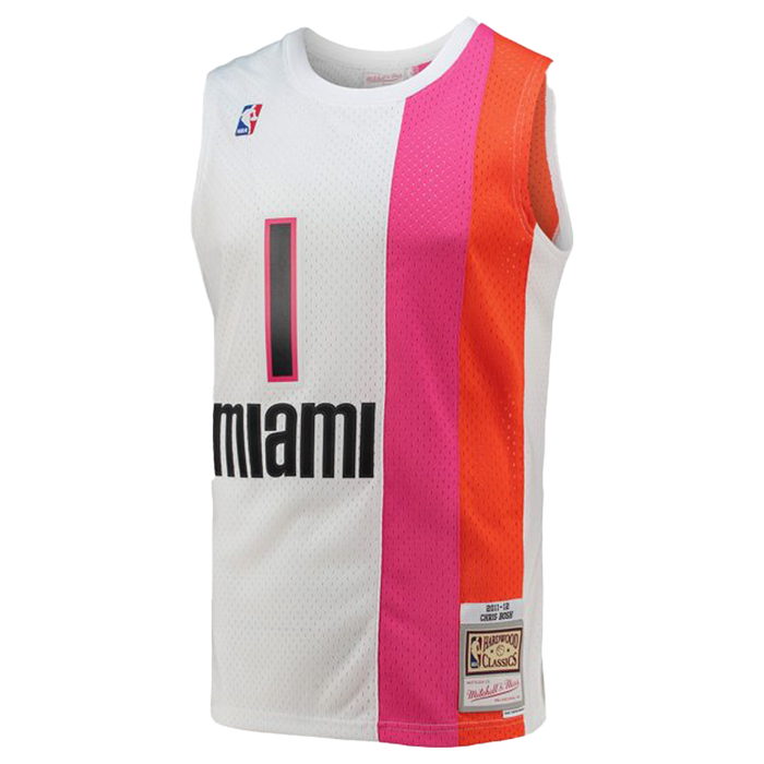 Men's Mitchell & Ness Chris Bosh White Miami Heat 2011-12 Hardwood Classics Swingman Jersey