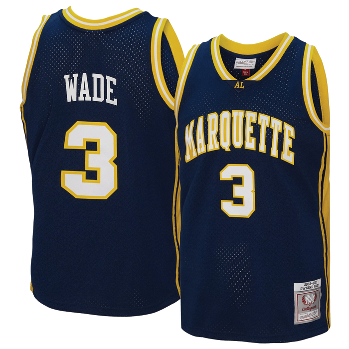Men's Mitchell & Ness Men's Marquette Golden Eagles Dwyane Wade #3 Blue 2002-03 Swingman Throwback Jersey