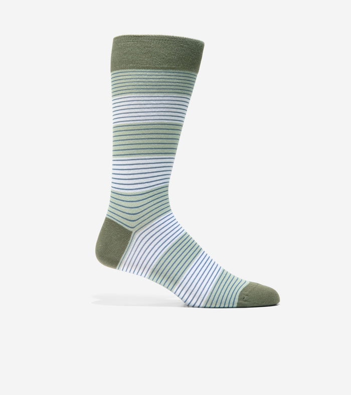 Men's Multi Stripe Dress Crew Socks-Green