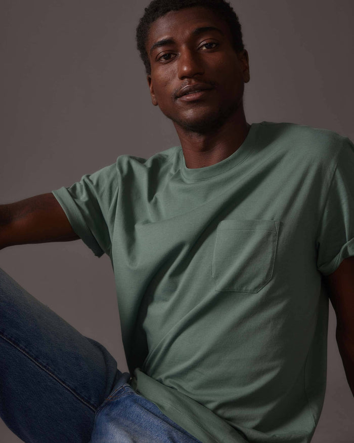 Men's Pima Pocket Tee in Gunmetal (Grey) | Richer Poorer