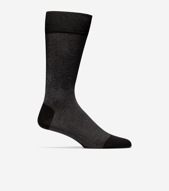 Men's Pique Textured Crew Socks-Black