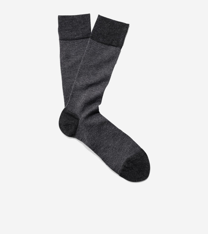 Men's Pique Textured Crew Socks-Graphite Heather