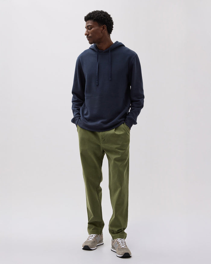 Mens Pleated Lightweight Chino - Stretch Cotton Twill - Cypress