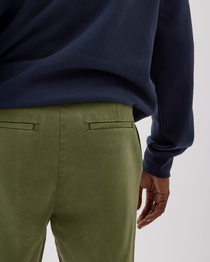 Mens Pleated Lightweight Chino - Stretch Cotton Twill - Cypress