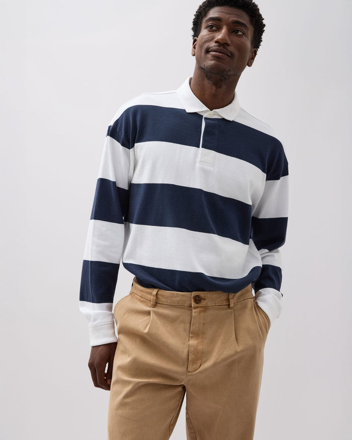 Mens Pleated Lightweight Chino - Stretch Cotton Twill - Khaki