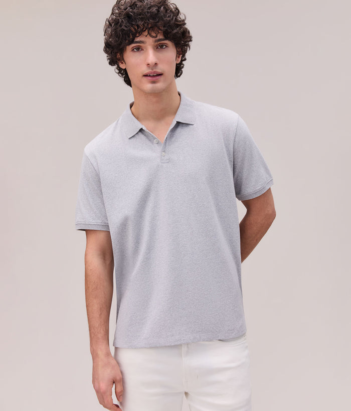 Mens Recycled Cotton Polo | Heather Grey