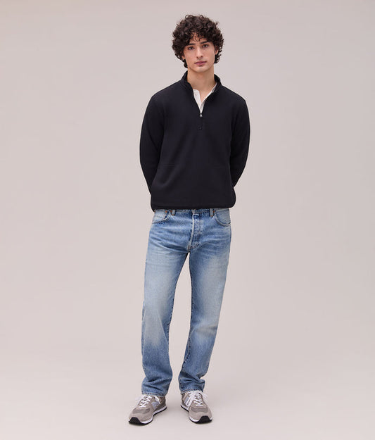 Mens Recycled Fleece Quarter Zip Sweatshirt | Black