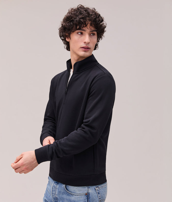 Mens Recycled Fleece Quarter Zip Sweatshirt | Black